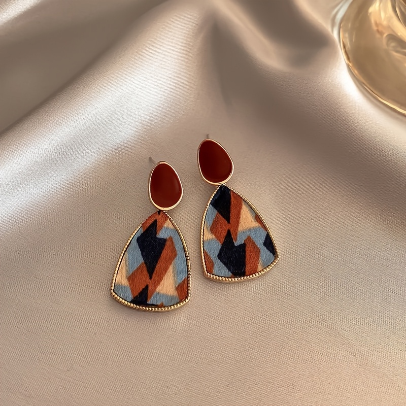 Women'S Wine Red Vintage Style Earrings Set